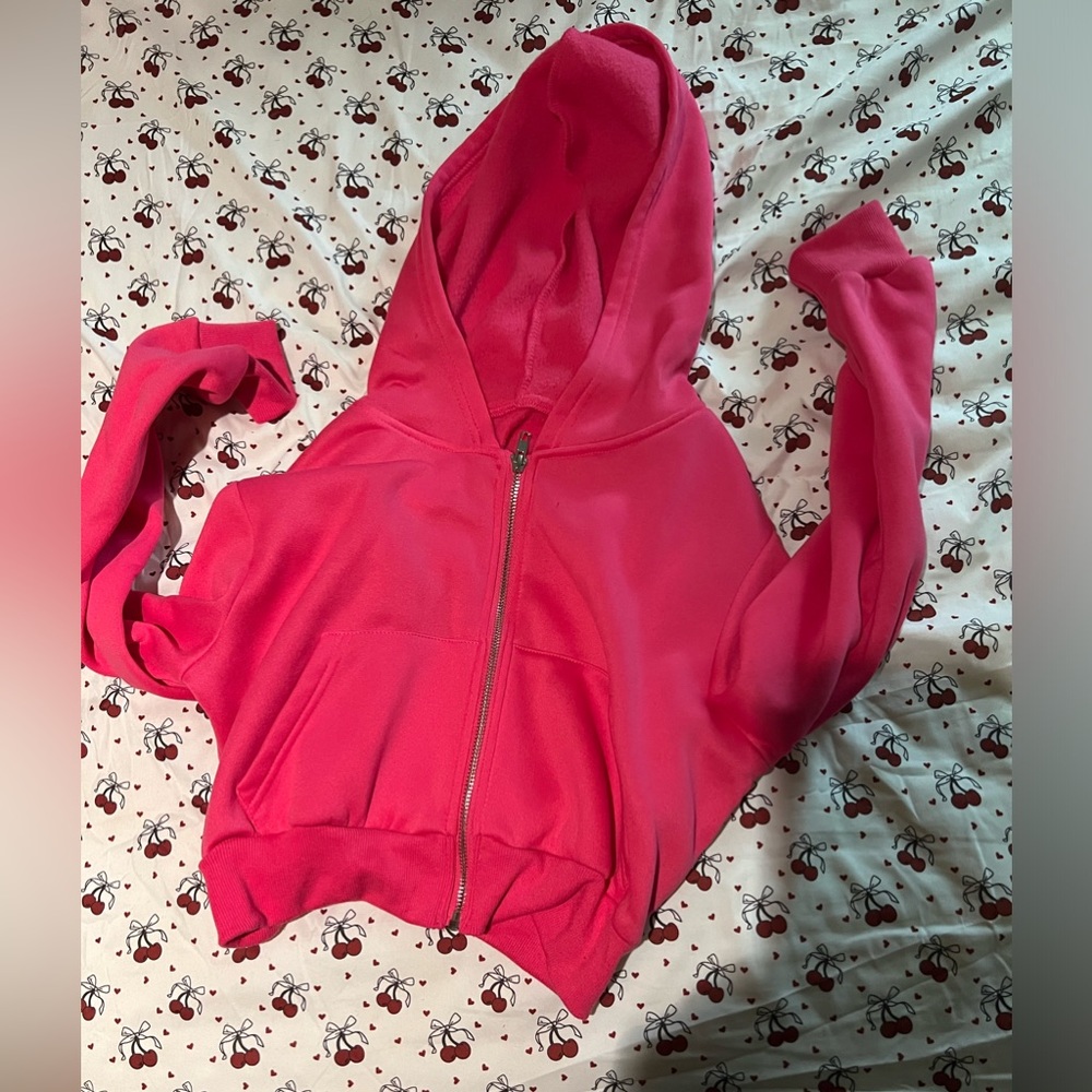 Vibrant Pink Zip-Up Hoodie